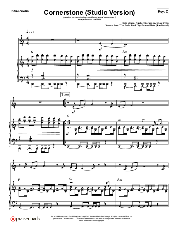 Cornerstone (Instrument Solo) Piano/Violin (Hillsong Worship)