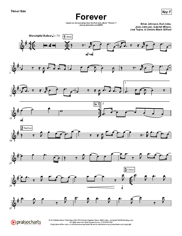 Forever (Instrument Solo) Tenor Sax Solo (Kari Jobe)
