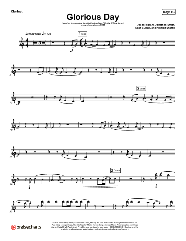 Glorious Day (Instrument Solo) Clarinet Solo (Passion / Kristian Stanfill)