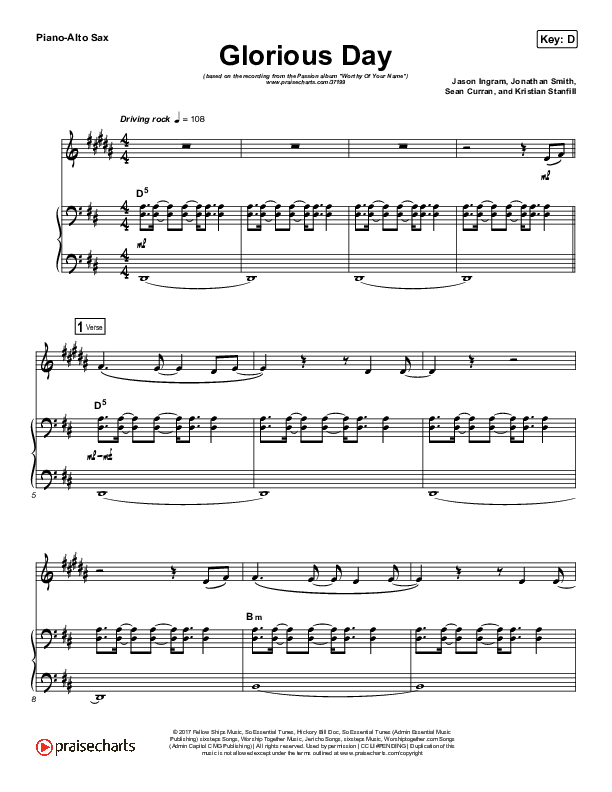 Glorious Day (Instrument Solo) Alto Sax & Piano (Passion / Kristian Stanfill)