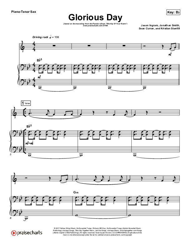 Glorious Day (Instrument Solo) Tenor Sax & Piano (Passion / Kristian Stanfill)