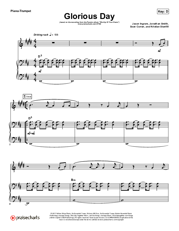 Glorious Day (Instrument Solo) Trumpet & Piano (Passion / Kristian Stanfill)
