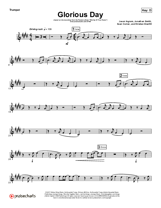 Glorious Day (Instrument Solo) Trumpet Solo (Passion / Kristian Stanfill)