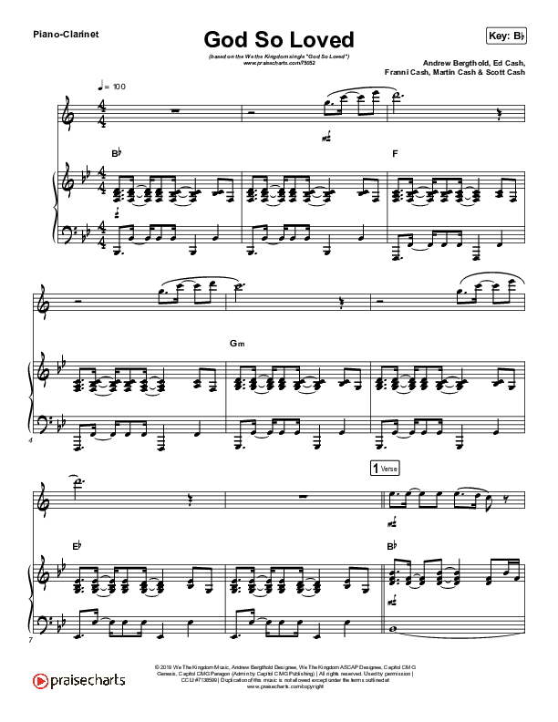 God So Loved (Instrument Solo) Clarinet & Piano (We The Kingdom)