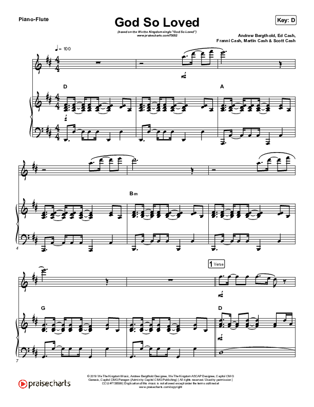 God So Loved (Instrument Solo) Flute & Piano (We The Kingdom)