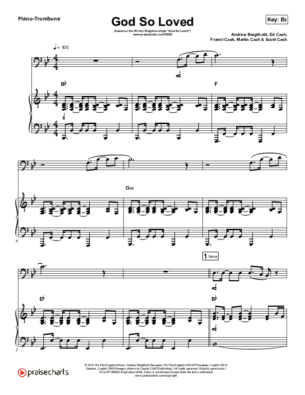 God So Loved (Instrument Solo) Trombone & Piano (We The Kingdom)