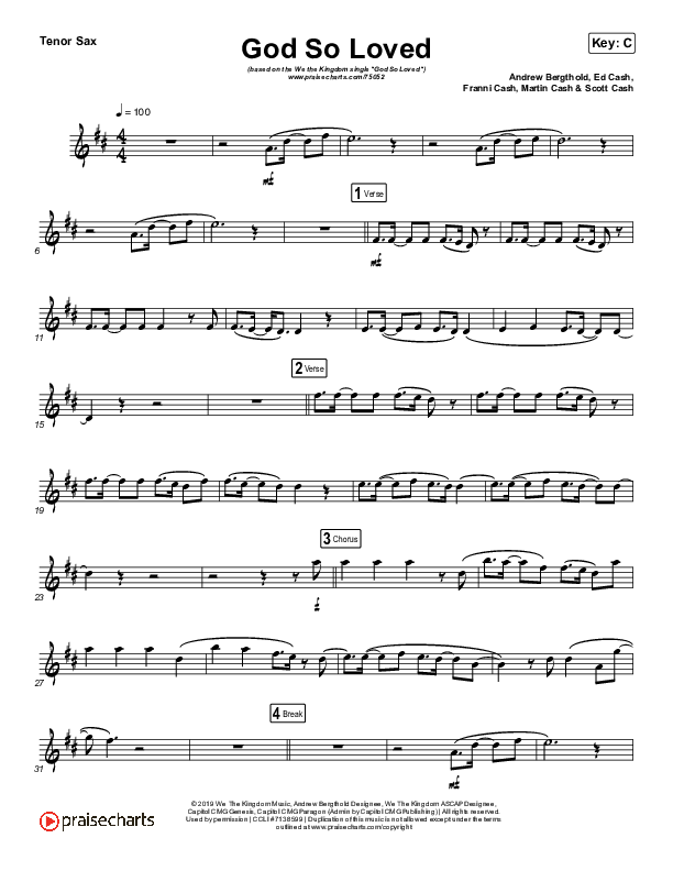 God So Loved (Instrument Solo) Tenor Sax Solo (We The Kingdom)