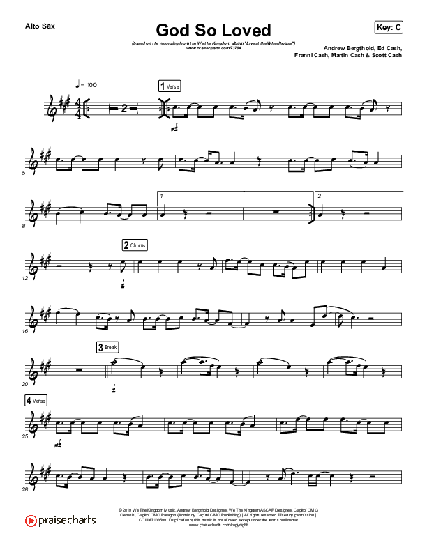 God So Loved (Live) (Instrument Solo) Alto Sax Solo (We The Kingdom)