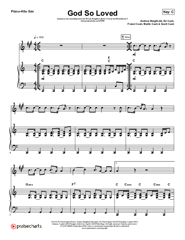 God So Loved (Live) (Instrument Solo) Alto Sax & Piano (We The Kingdom)