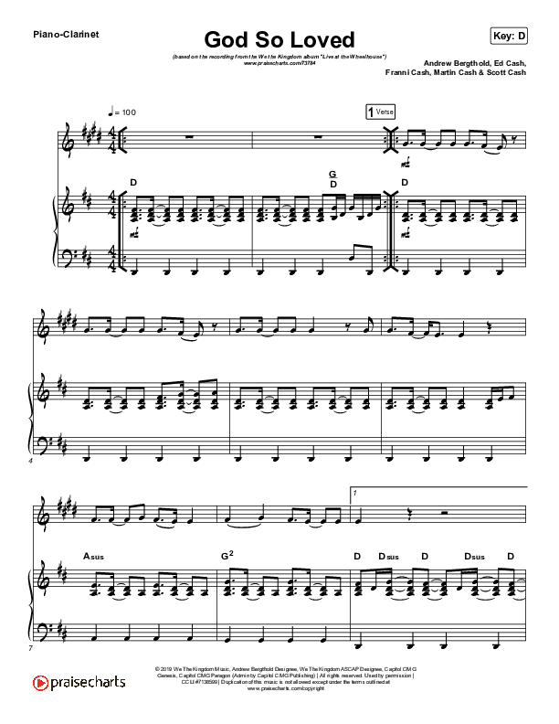 God So Loved (Live) (Instrument Solo) Piano/Clarinet (We The Kingdom)