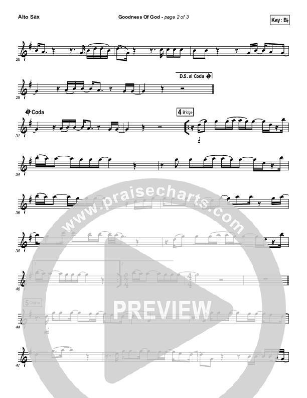 Goodness Of God (Instrument Solo) Alto Sax Solo (Bethel Music / Jenn Johnson)