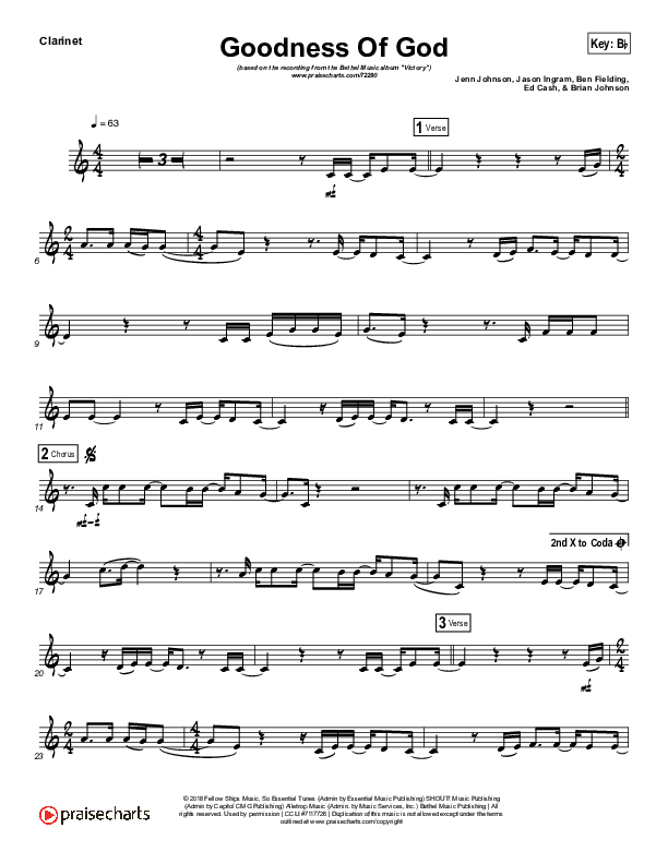 Goodness Of God (Instrument Solo) Clarinet Solo (Bethel Music / Jenn Johnson)