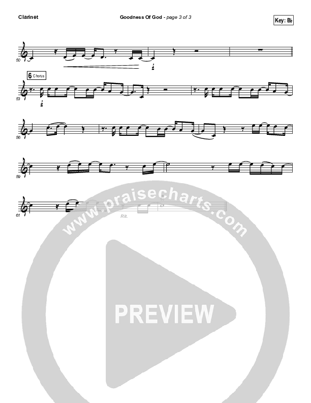 Goodness Of God (Instrument Solo) Clarinet Solo (Bethel Music / Jenn Johnson)