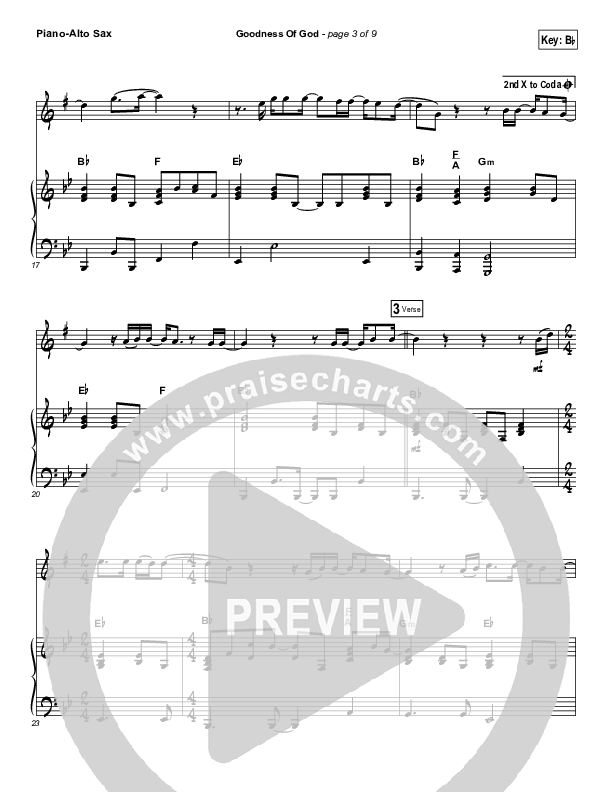 Goodness Of God (Instrument Solo) Alto Sax & Piano (Bethel Music / Jenn Johnson)