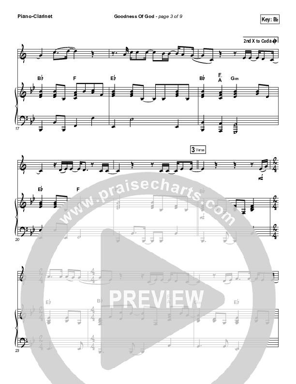 Goodness Of God (Instrument Solo) Clarinet & Piano (Bethel Music / Jenn Johnson)