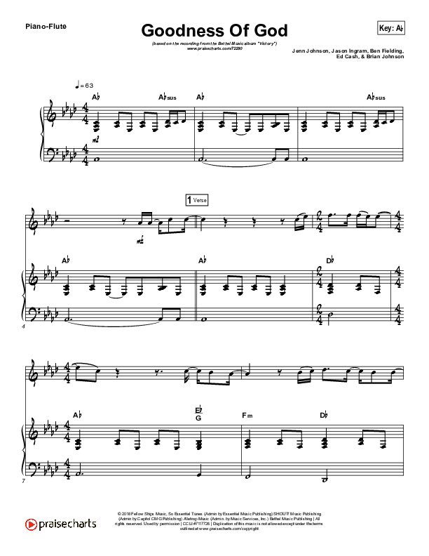 Goodness Of God (Instrument Solo) Flute & Piano (Bethel Music / Jenn Johnson)