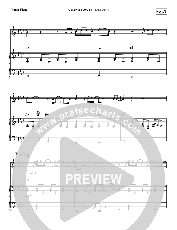 Goodness Of God (Instrument Solo) Flute & Piano (Bethel Music / Jenn Johnson)