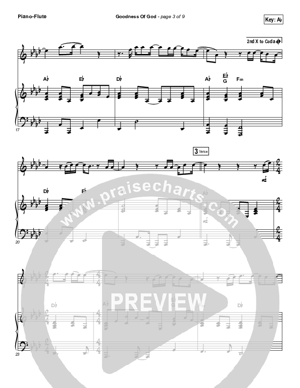 Goodness Of God (Instrument Solo) Flute & Piano (Bethel Music / Jenn Johnson)