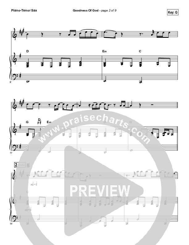 Goodness Of God (Instrument Solo) Tenor Sax & Piano (Bethel Music / Jenn Johnson)