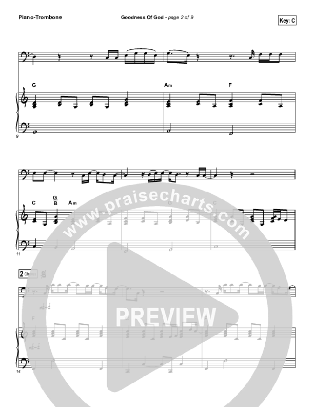 Goodness Of God (Instrument Solo) Trombone & Piano (Bethel Music / Jenn Johnson)