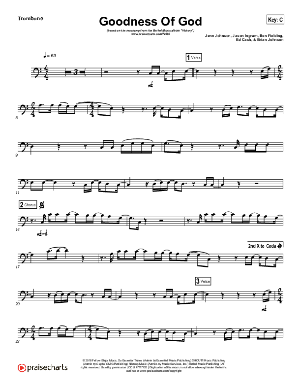 Goodness Of God (Instrument Solo) Trombone Solo (Bethel Music / Jenn Johnson)