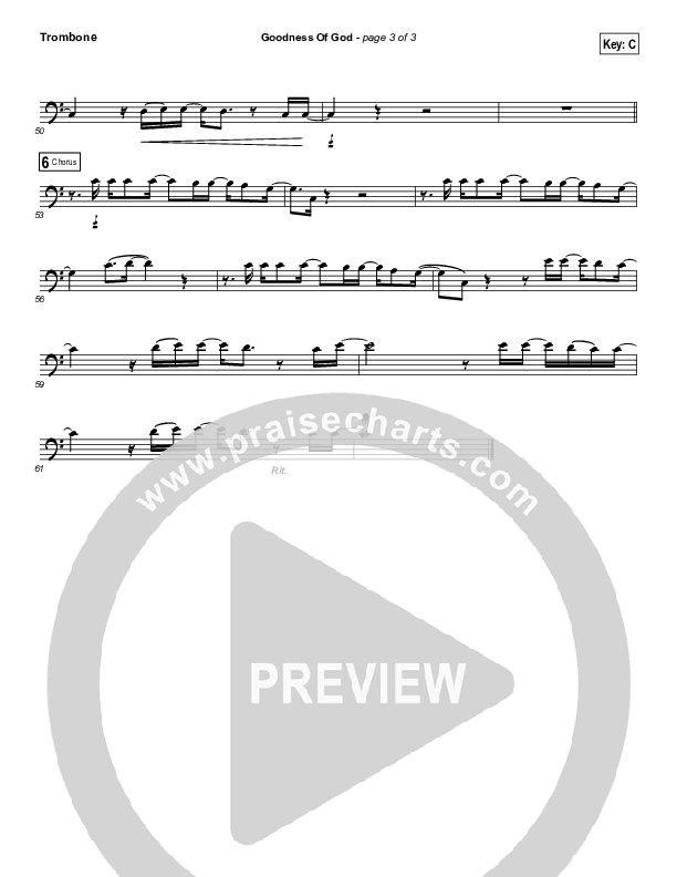 Goodness Of God (Instrument Solo) Trombone Solo (Bethel Music / Jenn Johnson)