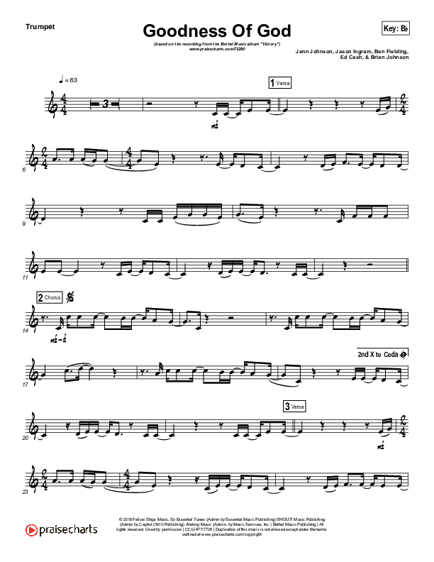 Goodness Of God (Instrument Solo) Trumpet Solo (Bethel Music / Jenn Johnson)