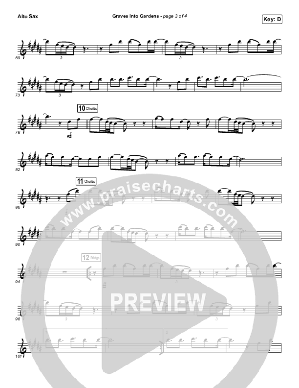 Graves Into Gardens (Instrument Solo) Alto Sax Solo (Elevation Worship / Brandon Lake)