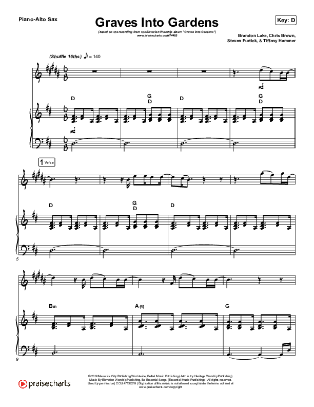 Graves Into Gardens (Instrument Solo) Alto Sax & Piano (Elevation Worship / Brandon Lake)