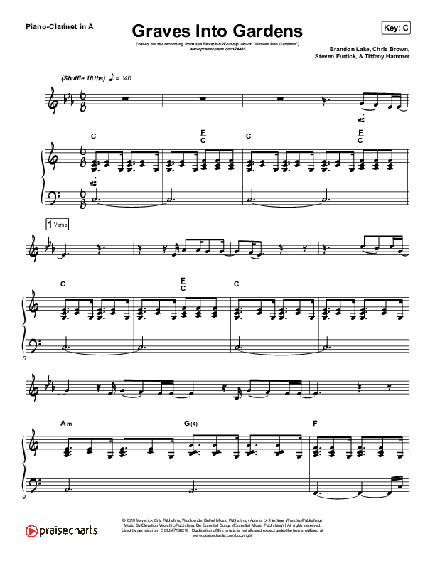 Graves Into Gardens (Instrument Solo) Clarinet & Piano (Elevation Worship / Brandon Lake)