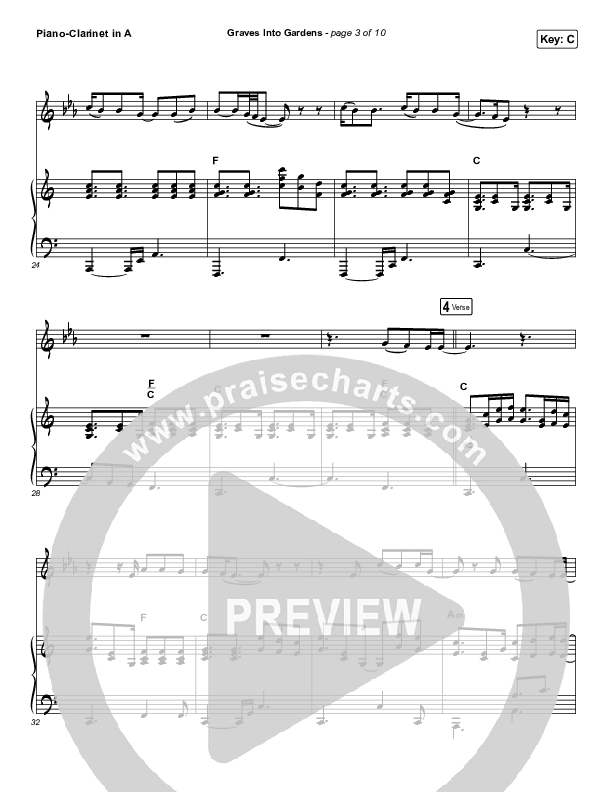 Graves Into Gardens (Instrument Solo) Clarinet & Piano (Elevation Worship / Brandon Lake)