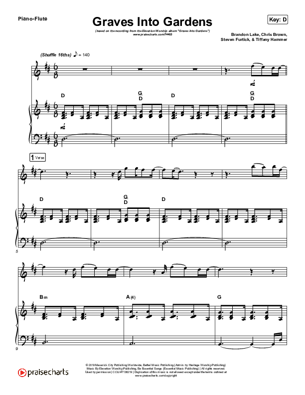 Graves Into Gardens (Instrument Solo) Piano/Flute (Elevation Worship / Brandon Lake)