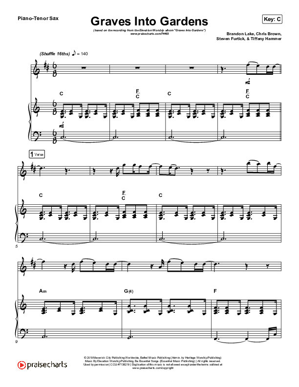 Graves Into Gardens (Instrument Solo) Piano/Tenor Sax (Elevation Worship / Brandon Lake)