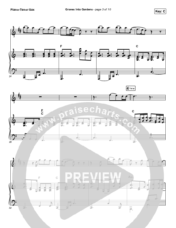 Graves Into Gardens (Instrument Solo) Piano/Tenor Sax (Elevation Worship / Brandon Lake)