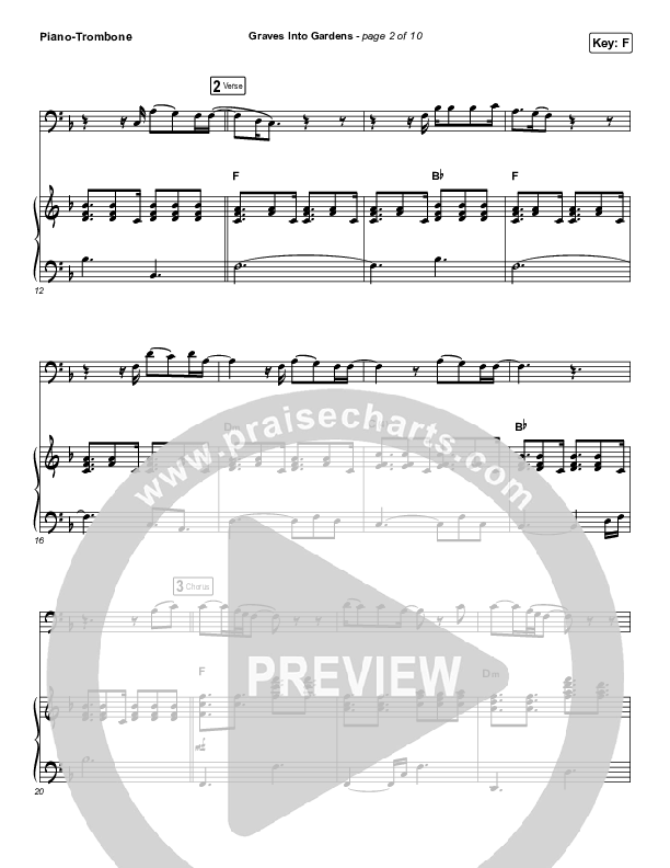 Graves Into Gardens (Instrument Solo) Piano/Trombone (Elevation Worship / Brandon Lake)