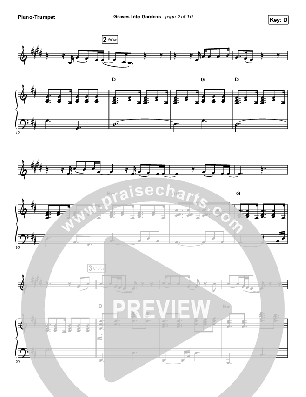 Graves Into Gardens (Instrument Solo) Trumpet & Piano (Elevation Worship / Brandon Lake)