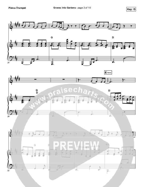 Graves Into Gardens (Instrument Solo) Trumpet & Piano (Elevation Worship / Brandon Lake)