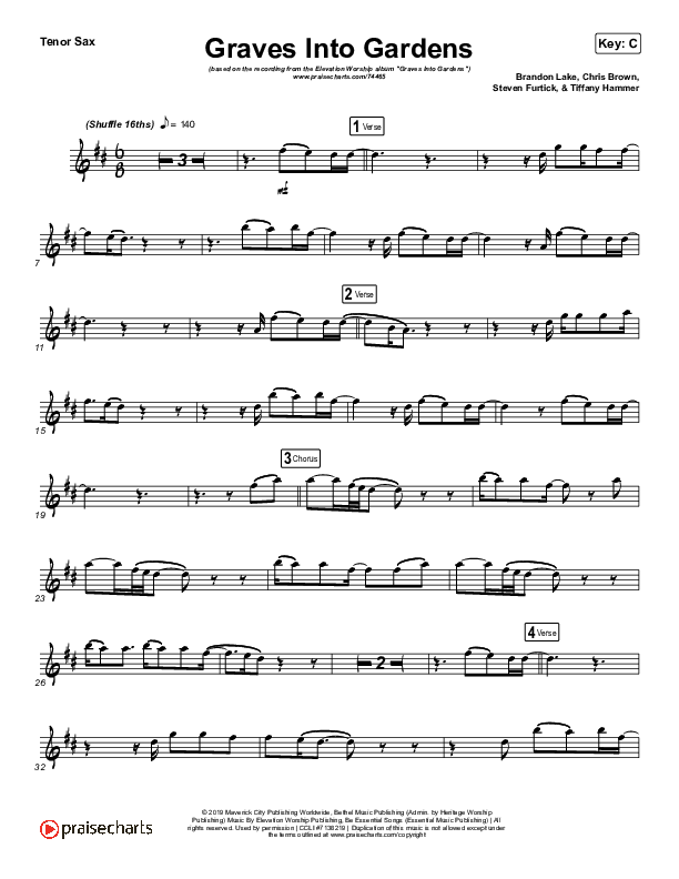 Graves Into Gardens (Instrument Solo) Tenor Sax Solo (Elevation Worship / Brandon Lake)
