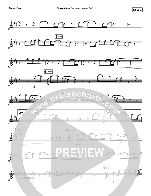 Graves Into Gardens (Instrument Solo) Tenor Sax Solo (Elevation Worship / Brandon Lake)