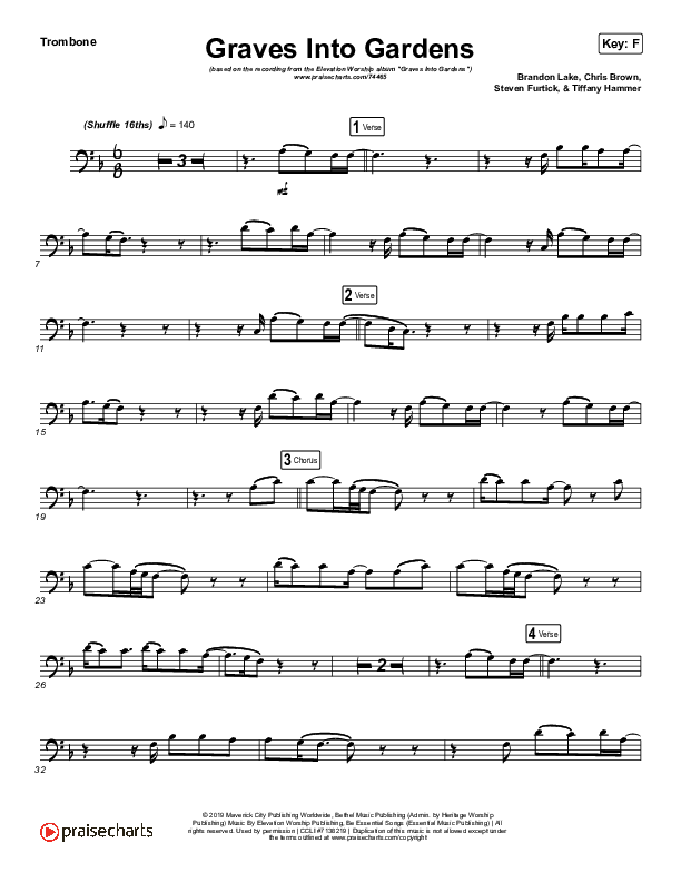 Graves Into Gardens (Instrument Solo) Trombone Solo (Elevation Worship / Brandon Lake)