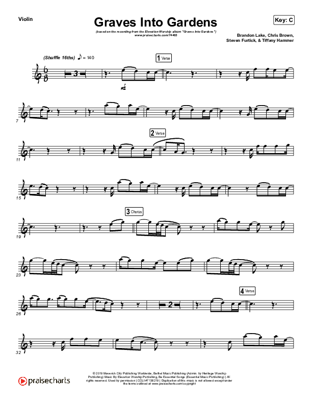 Graves Into Gardens (Instrument Solo) Violin Solo (Elevation Worship / Brandon Lake)