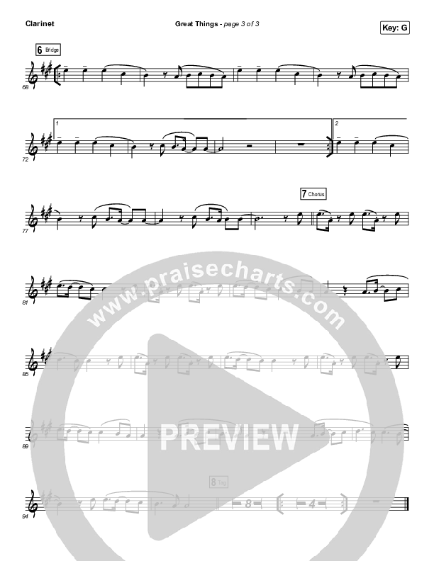 Great Things (Instrument Solo) Clarinet Solo (Phil Wickham)