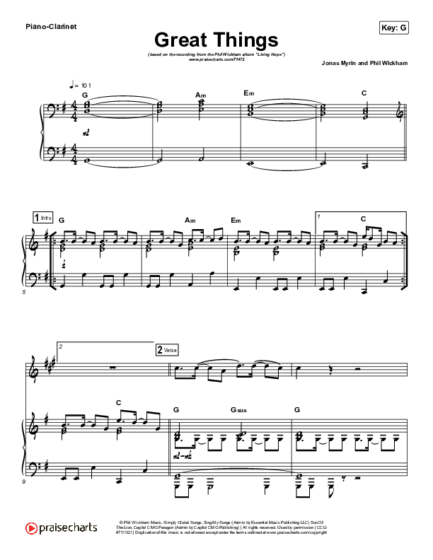 Great Things (Instrument Solo) Clarinet & Piano (Phil Wickham)