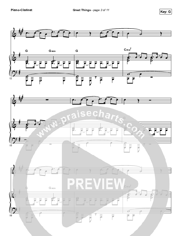 Great Things (Instrument Solo) Clarinet & Piano (Phil Wickham)