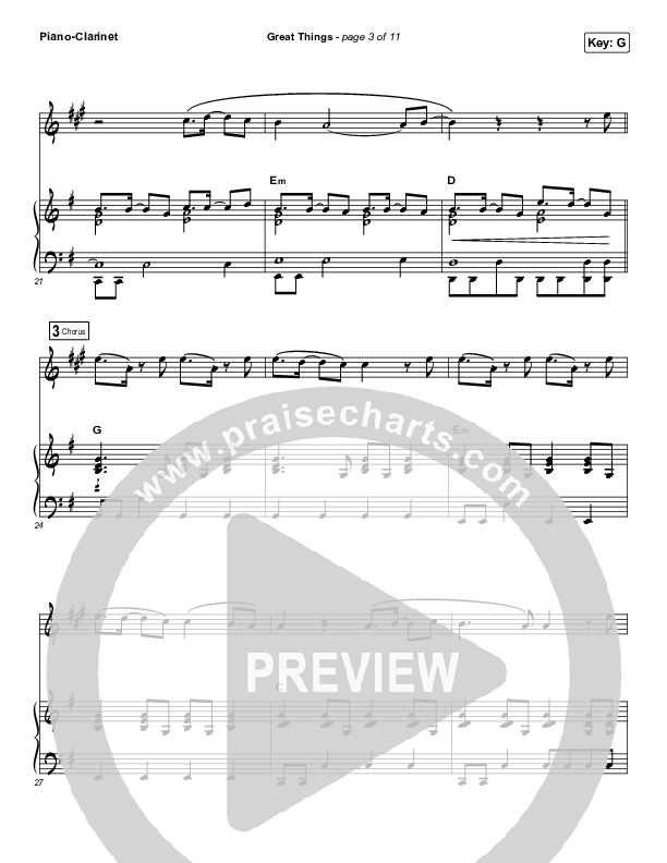 Great Things (Instrument Solo) Clarinet & Piano (Phil Wickham)