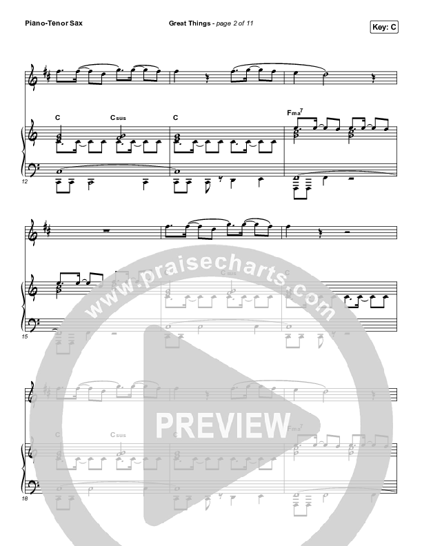 Great Things (Instrument Solo) Tenor Sax & Piano (Phil Wickham)