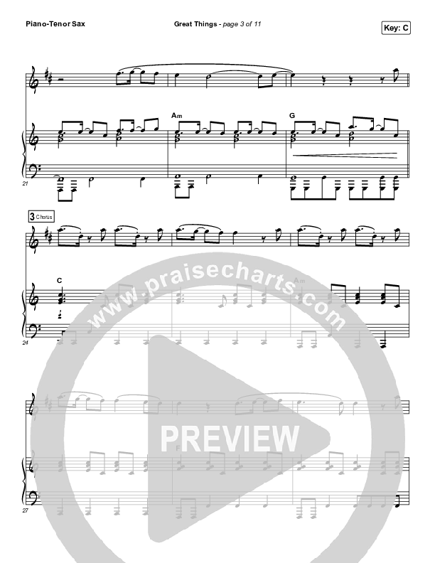 Great Things (Instrument Solo) Tenor Sax & Piano (Phil Wickham)