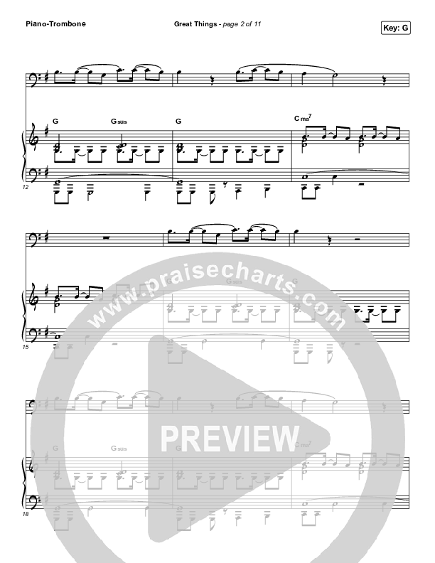 Great Things (Instrument Solo) Piano/Trombone (Phil Wickham)