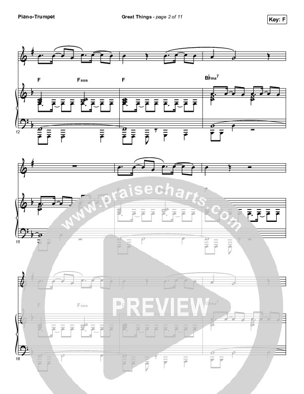 Great Things (Instrument Solo) Trumpet & Piano (Phil Wickham)