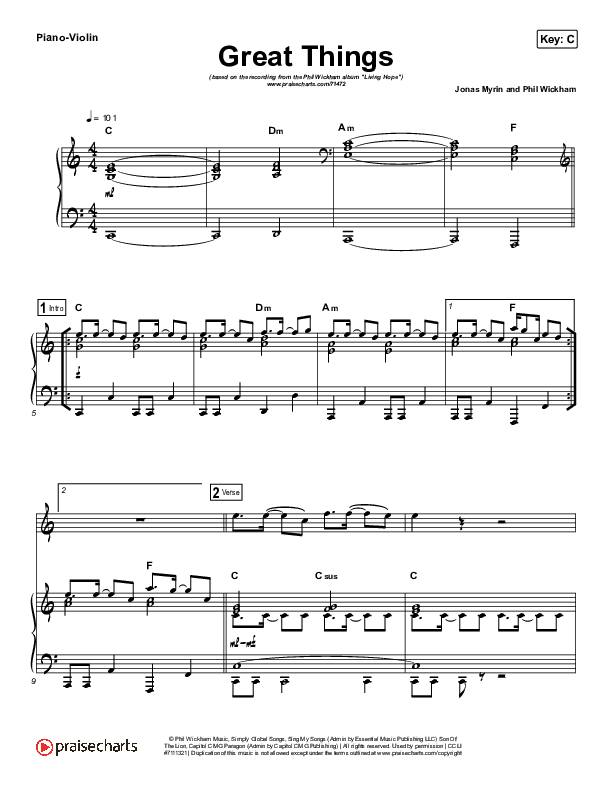 Great Things (Instrument Solo) Piano/Violin (Phil Wickham)